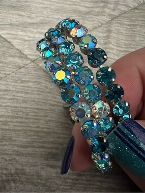 Paparazzi Teal Crystal Coil Bracelet